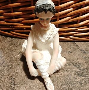 Hand Painted Vintage Danish Ballerina Figurine in White Dress